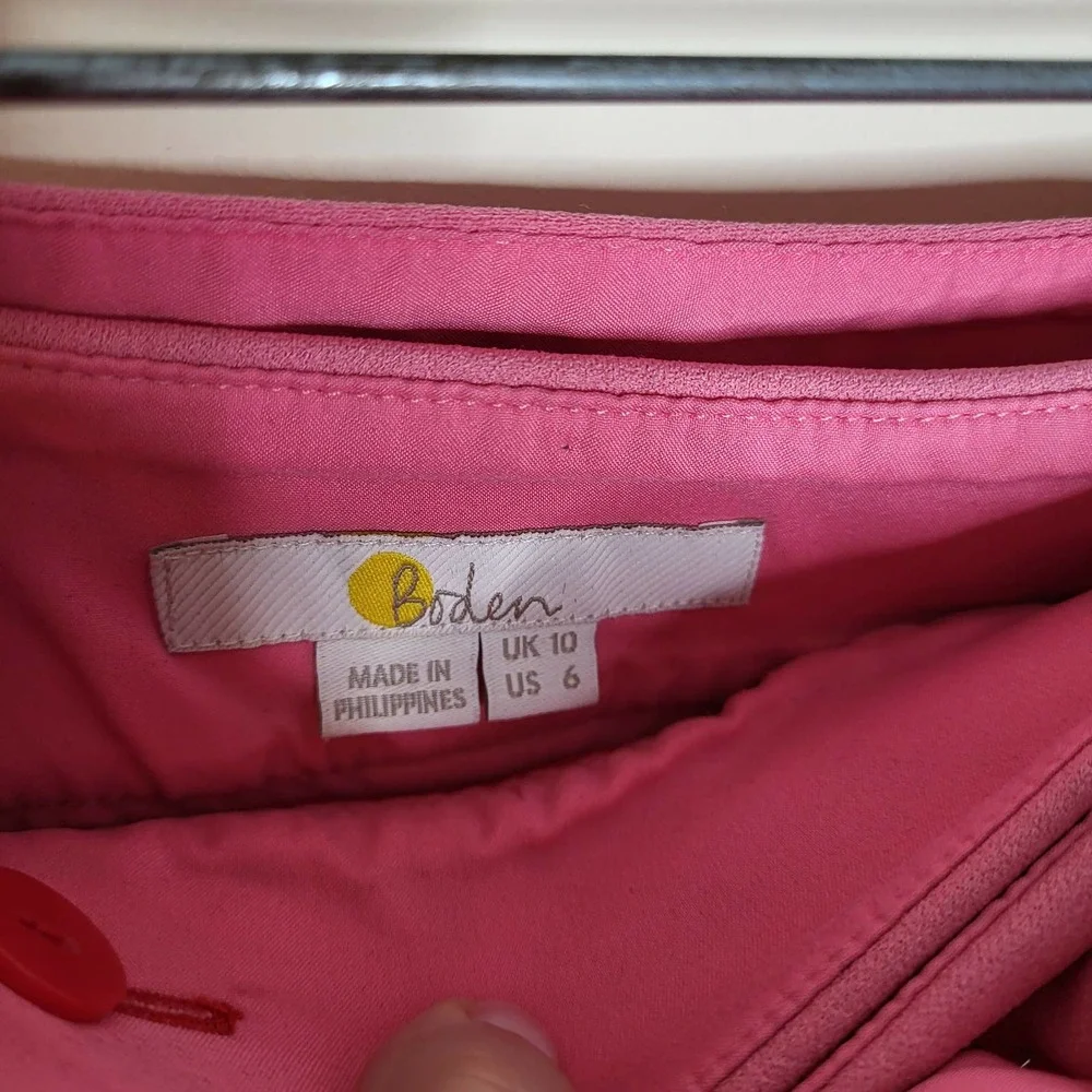 Boden Belted Four-Button A-Line Skirt - Abstract - Pink/Crayon Pink - Picture 8 of 14